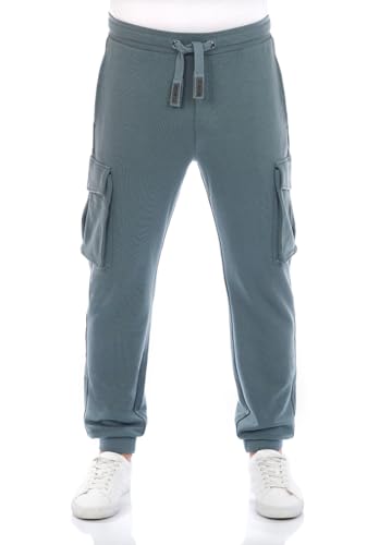 riverso Cargo Jogginghose Herren Baumwolle lang Regular Fit RIVLoris Cargohose Sporthose Trainingshose Freizeithose Taschen Blau XL, Größe:XL, Farbe:Turpid Blue von riverso