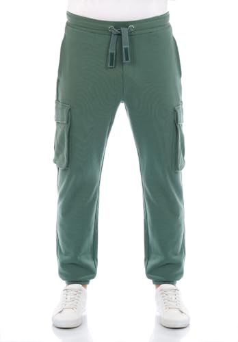 riverso Cargo Jogginghose Herren Baumwolle lang Regular Fit RIVLoris Cargohose Sporthose Trainingshose Freizeithose Taschen Grün L, Größe:L, Farbe:Forest Green von riverso