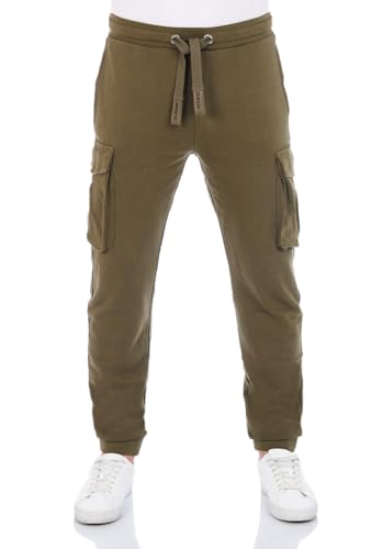 riverso Cargo Jogginghose Herren Baumwolle lang Regular Fit RIVLoris Cargohose Sporthose Trainingshose Freizeithose Taschen Grün L, Größe:L, Farbe:Ivy Green von riverso