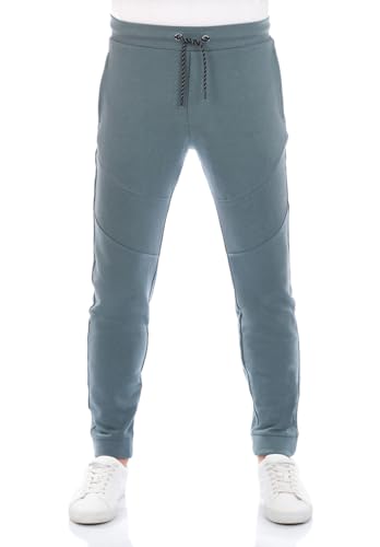 riverso Herren Jogginghose RIVVito Trainingshose Lang Hose Jogger Freizeithose Sporthose Sweathose Biker Taschen Regular Einfarbig Baumwolle Blau 4XL, Größe:4XL, Farbe:Turbid Blue von riverso