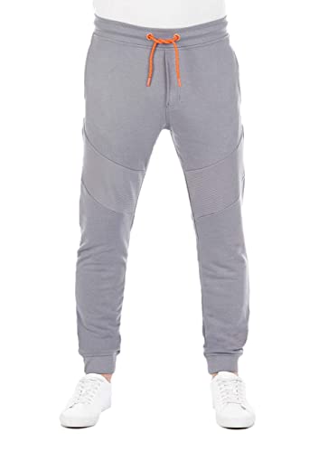 riverso Herren Jogginghose RIVVito Trainingshose Lang Hose Jogger Freizeithose Sporthose Sweathose Biker Taschen Regular Einfarbig Baumwolle Grau 3XL, Größe:3XL, Farbe:Ash Grey von riverso