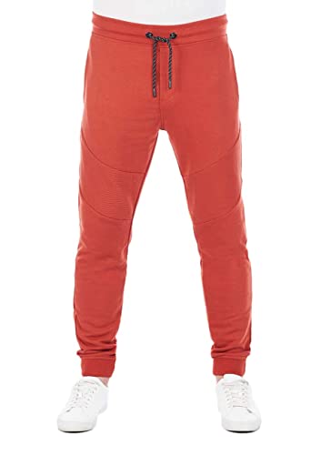 riverso Herren Jogginghose RIVVito Trainingshose Lang Hose Jogger Freizeithose Sporthose Sweathose Biker Taschen Regular Einfarbig Baumwolle Rot 3XL, Größe:3XL, Farbe:Rusty Ochre Red von riverso