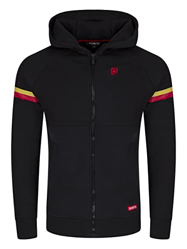 riverso Herren Kapuzenjacke RIVDanilo Hoodie Kapuzenpullover Reißverschluss Kapuze Hooded Jacke Baumwolle Schwarz L, Größe:L, Farbe:Black - Formula Red von riverso