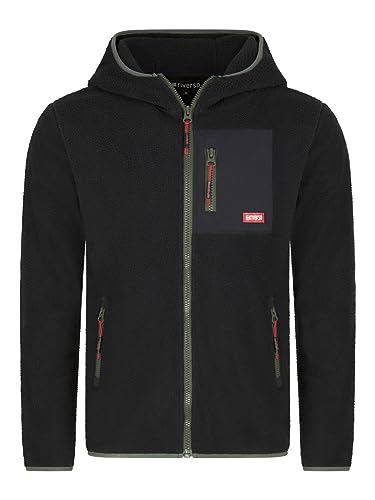 riverso Herren Kapuzenjacke RIVHenning Regular Fit Hoodie Jacke Reißverschluss Fleece Jacke Sweatjacke Kapuzenjacke Kapuze Fleecejacke Schwarz S, Größe:S, Farbe:Black von riverso