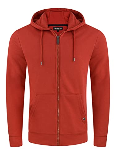 riverso Herren Kapuzenjacke RIVNils Hoodie Reißverschluss Kapuze viele Farben Grau Blau Schwarz Rot Grün Braun S M L XL XXL 3XL 4XL 5XL, Größe:3XL, Farbe:Rusty Ochre Red (15400) von riverso