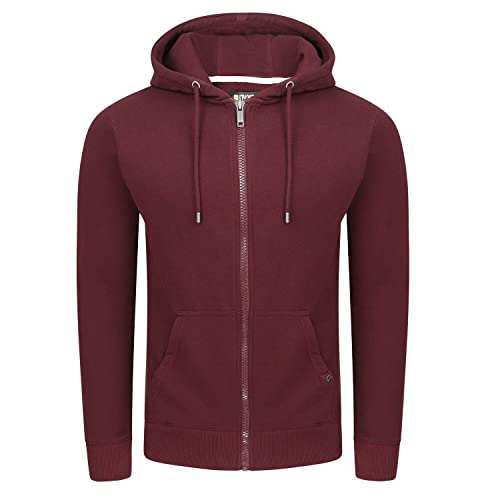 riverso Herren Kapuzenjacke RIVNils Sweatjacke Sweatshirt Kapuzenpullover Hoodie Kapuze Reißverschluss Basic Einfarbig Baumwolle Rot 5XL, Größe:5XL, Farbe:Port Red (15400) von riverso