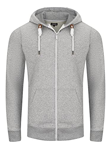 riverso Herren Kapuzenjacke RIVThilo Regular Fit Hoodie Taschen Jacke Reißverschluss Sweatjacke Streetwear Trainingsjacke Basic Grau 3XL, Größe:3XL, Farbe:Grey 1 von riverso