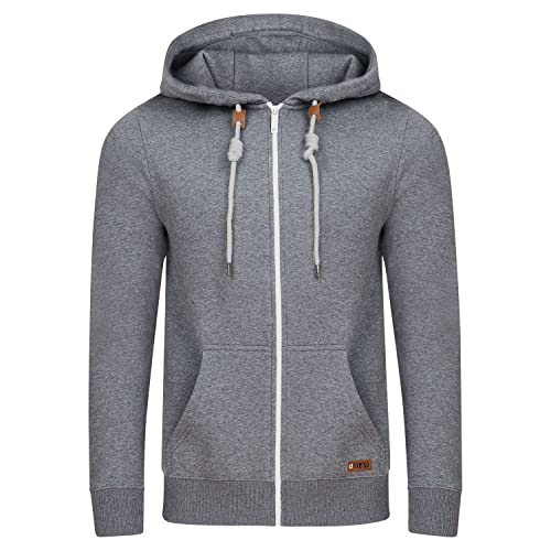 riverso Herren Kapuzenjacke RIVThilo Regular Fit Hoodie Taschen Jacke Reißverschluss Sweatjacke Streetwear Trainingsjacke Basic Grau 3XL, Größe:3XL, Farbe:Grey 2 von riverso