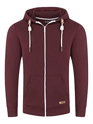 riverso Herren Kapuzenjacke RIVThilo Regular Fit Hoodie Taschen Jacke Reißverschluss Sweatjacke Streetwear Trainingsjacke Basic Rot 3XL, Größe:3XL, Farbe:Port Red von riverso