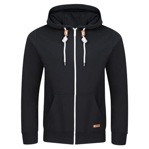 riverso Sweatjacke Herren mit Kapuze Reißverschluss Regular Fit RIVThilo Kapuzenjacke Schwarz M, Größe:M, Farbe:Black von riverso