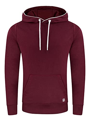 riverso Herren Kapuzenpullover RIVEnno Hoodie Sweatshirt Pullover Kapuze Kängurutaschen Regular Fit Einfarbig Baumwolle Rot 3XL, Größe:3XL, Farbe:Port Red (15400) von riverso