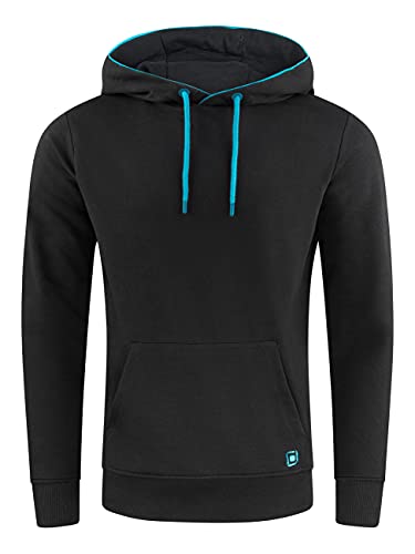 riverso Herren Kapuzenpullover RIVEnno Hoodie Sweatshirt Pullover Kapuze Kängurutaschen Regular Fit Einfarbig Baumwolle Schwarz 3XL, Größe:3XL, Farbe:Black (24001) von riverso