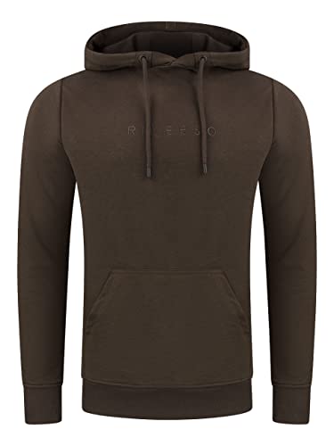 riverso Herren Kapuzenpullover RIVErik Hoodie Sweatshirt Pullover Logo Kapuze Kängurutaschen Regular Einfarbig Baumwolle Braun M, Größe:M, Farbe:Dark Brown (21400) von riverso
