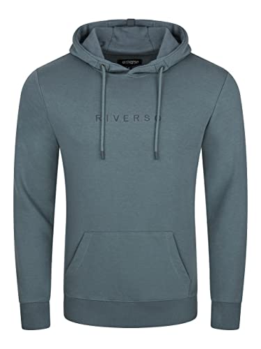 riverso Herren Kapuzenpullover RIVErik Hoodie Sweatshirt Pullover Logo Kapuze Kängurutaschen Regular Einfarbig Baumwolle Navy S, Größe:S, Farbe:Turbid Blue von riverso