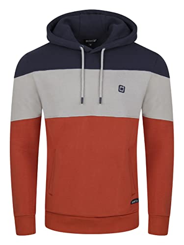 riverso Herren Kapuzenpullover RIVRemo Hoodie Sweatshirt Pullover Kapuze Kängurutaschen Regular Fit Farbblock Baumwolle 5XL, Größe:5XL, Farbe:Navy-Dawn Grey-Rusty Ochre Red von riverso