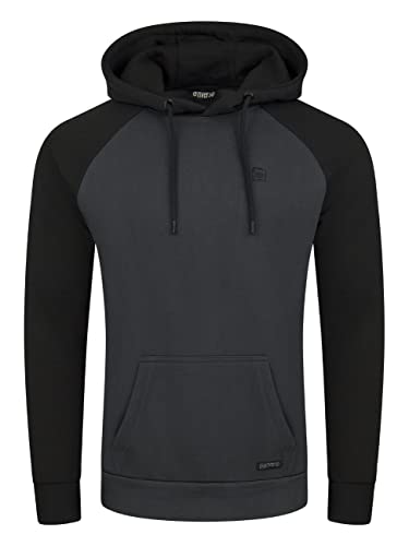 riverso Herren Kapuzenpullover RIVNino Hoodie Sweatshirt Pullover Kapuze Kängurutaschen Regular Fit Baumwolle Grau M, Größe:M, Farbe:Anthracite Grey von riverso