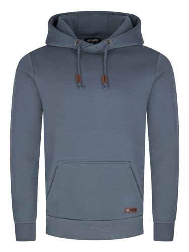 riverso Herren Kapuzenpullover RIVJulian Regular Fit Hoodie Pullover Taschen Streetwear Cross-Over-Kragen Basic Kapuze Sweatshirt Sportswear Blau 3XL, Größe:3XL, Farbe:Turpid Blue von riverso