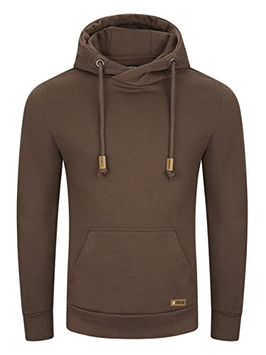 riverso Herren Kapuzenpullover RIVJulian Regular Fit Hoodie Pullover Taschen Streetwear Cross-Over-Kragen Basic Kapuze Sweatshirt Sportswear Braun XL, Größe:XL, Farbe:Dark Brown (21400) von riverso