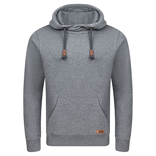 riverso Herren Kapuzenpullover RIVJulian Regular Fit Hoodie Pullover Taschen Streetwear Cross-Over-Kragen Basic Kapuze Sweatshirt Sportswear Grau 4XL, Größe:4XL, Farbe:Grey 2 von riverso