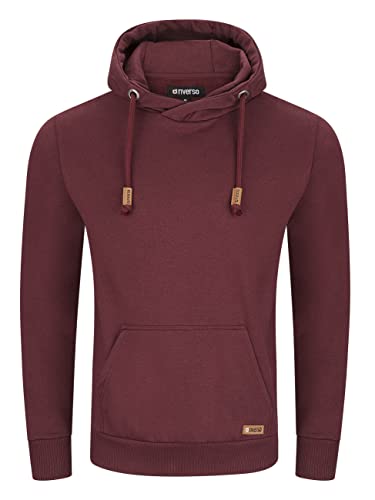 riverso Hoodie Herren Regular Fit RIVJulian Kapuzenpullover Pullover Cross-Over-Kragen Rot 4XL, Größe:4XL, Farbe:Port Red von riverso