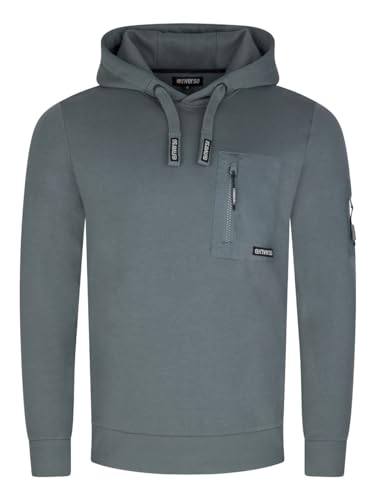 riverso Herren Kapuzenpullover RIVLasse Regular Fit Hoodie Tasche Pullover Reißverschluss Streetwear Kapuzenpullover Kapuze Langarm Sweatshirt Blau 4XL, Größe:4XL, Farbe:Turbid Blue von riverso