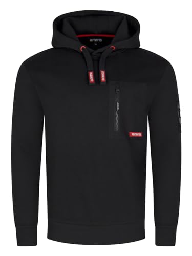 riverso Herren Kapuzenpullover RIVLasse Regular Fit Hoodie Tasche Pullover Reißverschluss Streetwear Kapuzenpullover Kapuze Langarm Sweatshirt Schwarz M, Größe:M, Farbe:Black von riverso