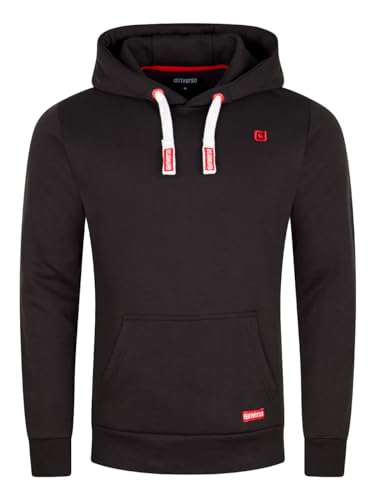 riverso Hoodie Herren Regular Fit RIVLinus Kapuzenpullover Pullover Sweater Schwarz L, Größe:L, Farbe:Black-Formula Red von riverso