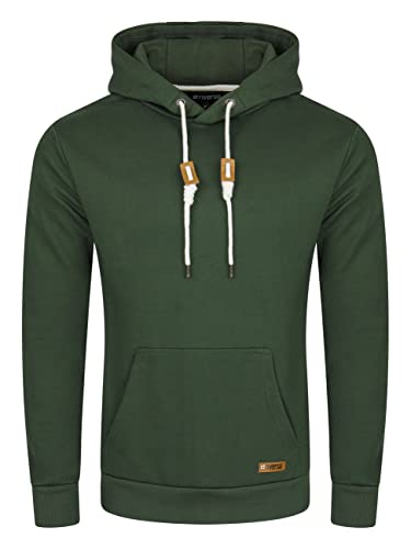 riverso Herren Kapuzenpullover RIVLuca Hoodie Sweatshirt Pullover Kapuze Kängurutaschen Regular Fit Einfarbig Baumwolle Grün S, Größe:S, Farbe:Cypress Green von riverso