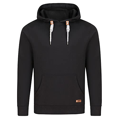 riverso Herren Kapuzenpullover RIVLuca Hoodie Sweatshirt Pullover Kapuze Kängurutaschen Regular Fit Einfarbig Baumwolle Schwarz 3XL, Größe:3XL, Farbe:Black (24000) von riverso