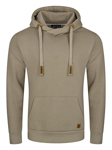 riverso Herren Kapuzenpullover RIVNiklas Regular Fit Hoodie Tasche Pullover Streetwear Cross-Over-Kragen Kapuze Beige 3XL, Größe:3XL, Farbe:Cobblestone Beige von riverso