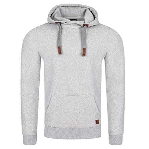 riverso Herren Kapuzenpullover RIVNiklas Regular Fit Hoodie Tasche Pullover Streetwear Cross-Over-Kragen Kapuze Grau 2XL (XXL, Grey Melange Standard 1 (BJD)) von riverso