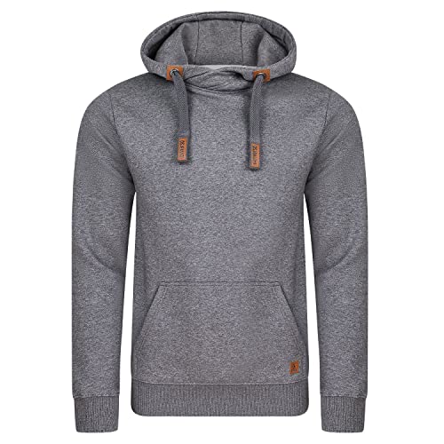 riverso Herren Kapuzenpullover RIVNiklas Regular Fit Hoodie Tasche Pullover Streetwear Cross-Over-Kragen Kapuze Grau S (S, Grey Melange Standard 2 (BJD)) von riverso