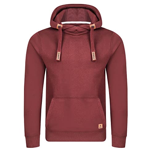 riverso Herren Kapuzenpullover RIVNiklas Regular Fit Hoodie Tasche Pullover Streetwear Cross-Over-Kragen Kapuze Rot 2XL (XXL, Port Red (BJD)) von riverso