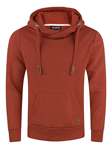 riverso Hoodie Herren Regular Fit RIVNiklas Kapuzenpullover Pullover Cross-Over-Kragen Rot M (M, Rusty Ochre Red (15400)) von riverso