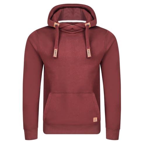 riverso Hoodie Herren Regular Fit RIVNiklas Kapuzenpullover Pullover Cross-Over-Kragen Rot S (S, Port Red (BJD)) von riverso