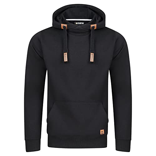 riverso Herren Kapuzenpullover RIVNiklas Regular Fit Hoodie Tasche Pullover Streetwear Cross-Over-Kragen Kapuze Schwarz L (L, Black (BJD)) von riverso