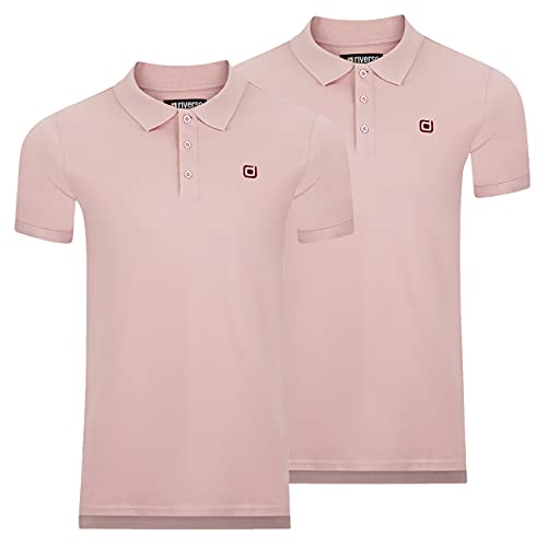 riverso Herren Poloshirt RIVJohn Basic 2er Pack Kurzarm Shirt Regular Fit Polohemd Kragen Baumwolle Einfarbig Knopfleiste Sommer S M L XL XXL 3XL 4XL 5XL, Größe:3XL, Farbe:Middle Rose (13300) von riverso