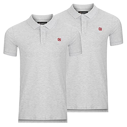 riverso Herren Poloshirt RIVJohn Basic 2er Pack Kurzarm Shirt Regular Fit Polohemd Kragen Baumwolle Einfarbig Knopfleiste Sommer S M L XL XXL 3XL 4XL 5XL, Größe:M, Farbe:Pastel Grey (23100) von riverso