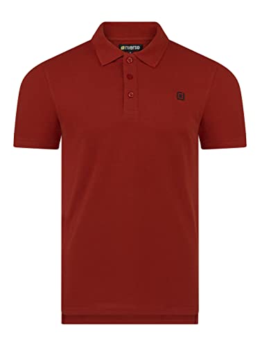 riverso Herren Poloshirt RIVJohn Basic Kurzarm Shirt Regular Fit Polohemd Kragen Baumwolle Einfarbig Knopfleiste Sommer Rot S, Größe:S, Farbe:Rusty Ochre Red von riverso