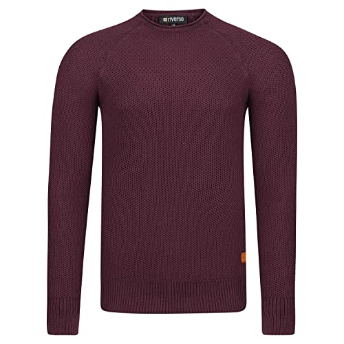 riverso Herren Pullover RIVElias Strickpullover Rundhals Sweatshirt Langarm Pulli 100% Baumwolle Basic Rot 5XL, Größe:5XL, Farbe:Dark Red (15400) von riverso