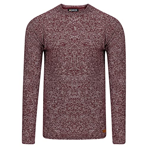 riverso Herren Pullover RIVOskar Rundhalsausschnitt Regular Basic Strickpullover Sweatshirt 100% Baumwolle Feinstrick Pulli Langarm Einfarbig Rot 4XL, Größe:4XL, Farbe:Dark Red (15400) von riverso