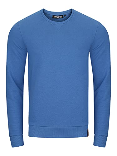 riverso Herren Pullover RIVPhillip Sweatshirt Basic Rundhals Sweater Pulli Langarm Regular Fit Einfarbig Blau 3XL, Größe:3XL, Farbe:Middle Blue (19300) von riverso