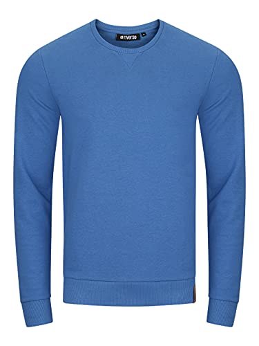 riverso Herren Pullover RIVPhillip Sweatshirt Basic Rundhals Sweater Pulli Langarm Regular Fit Einfarbig Blau M, Größe:M, Farbe:Middle Blue (19300) von riverso