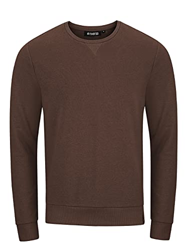 riverso Herren Pullover RIVPhillip Sweatshirt Basic Rundhals Sweater Pulli Langarm Regular Fit Einfarbig Braun S, Größe:S, Farbe:Dark Brown (21400) von riverso