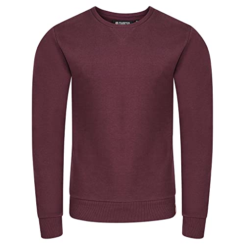 riverso Herren Pullover RIVPhillip Sweatshirt Basic Rundhals Sweater Pulli Langarm Regular Fit Einfarbig Rot L, Größe:L, Farbe:Port Red (15400) von riverso