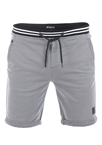 riverso Herren Shorts RIVMichel Kurze Bermuda Hose Regular Fit Sommer Sport Strand Shorts Tunnelzug Taschen Baumwolle Grau 3XL, Größe:3XL, Farbe:Frost Grey von riverso