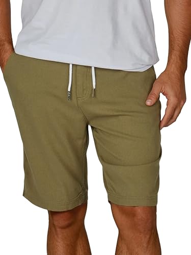 riverso Leinen Shorts Herren Regular Fit RIVOliver Kurze Hose Bermuda Shorts Leinenhose Knielang Sommer Einfarbig, Größe:3XL, Farbe:Ivy Olive von riverso