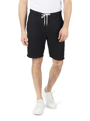 riverso Leinen Shorts Herren Regular Fit RIVOliver Kurze Hose Bermuda Shorts Leinenhose Knielang Sommer Einfarbig, Größe:3XL, Farbe:Black von riverso