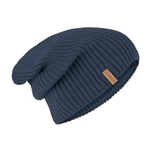 riverso Herren Slouch Beanie RIVSimon Mütze Outdoormütze Strickmütze Joggingmütze Wintermütze Basic Einfarbig Loose Fit Frühling Herbst Winter 100% Acryl Einheitsgröße (Einheitsgröße, Blau) von riverso