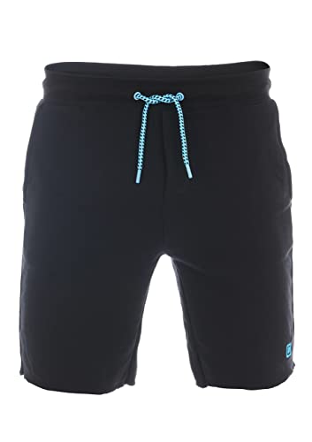 riverso Herren Sweat Short RIVMax Kurze Sweatshorts Bermuda Sommer Sport Shorts Baumwolle Schwarz L, Größe:L, Farbe:Black - Turquoise von riverso